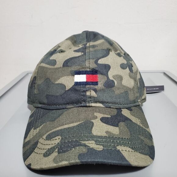 Tommy Hilfiger TH Logo Camo Baseball Trucker Hat Cap Cotton OSFA Strapback NEW - Picture 2 of 10